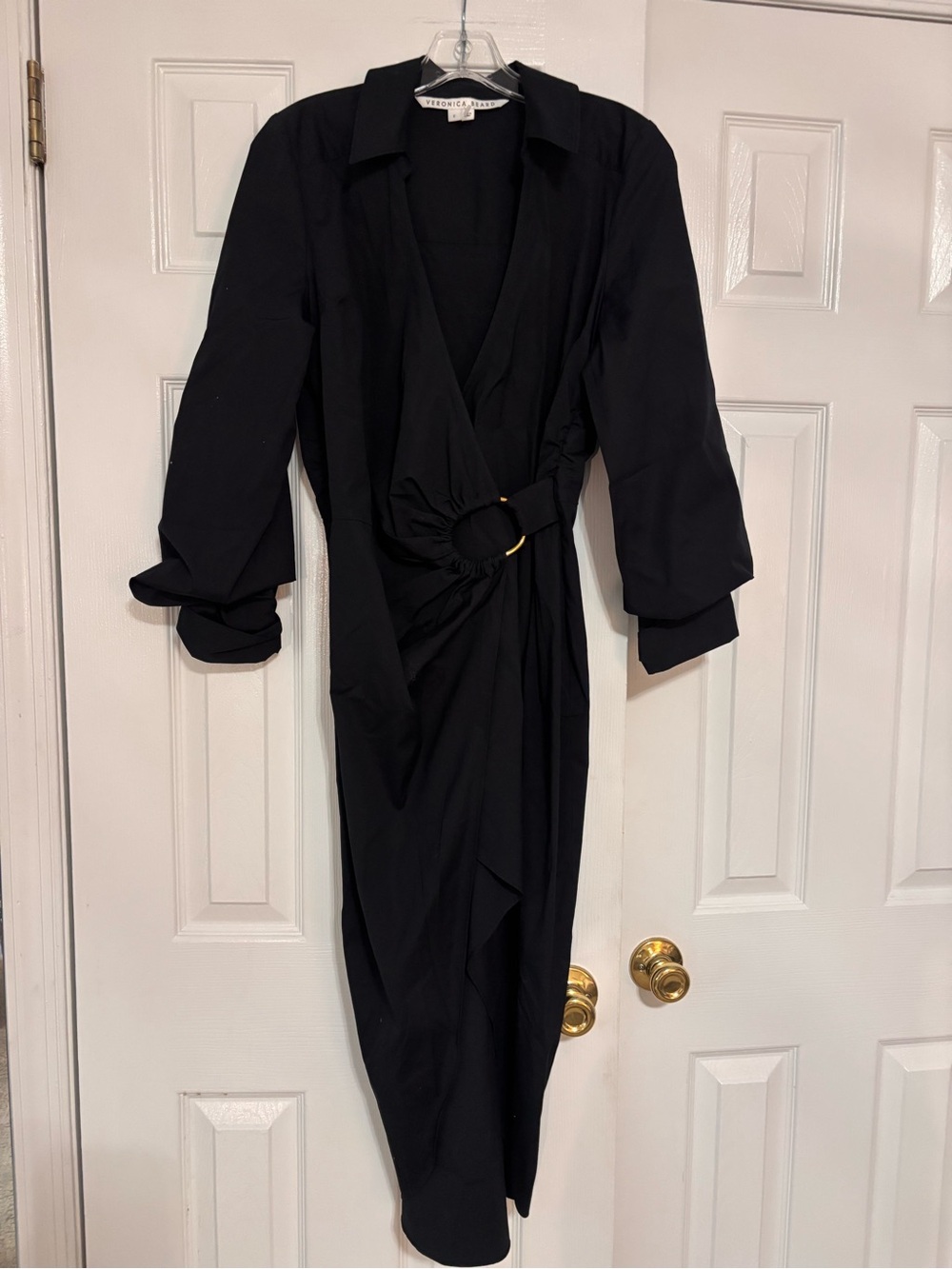 Black Wrap Midi Dress with Ring Detail - Veronica Beard size 6